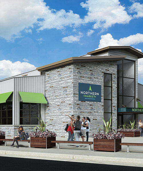 Architectural rendering of Grayling Farmers’ Market exterior