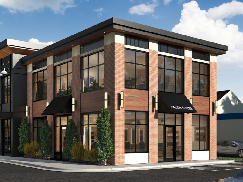 Architectural rendering of The Collective mixed-use development in Grand Blanc | FUNArchitecture Architectural rendering of The Collective mixed-use development in Grand Blanc