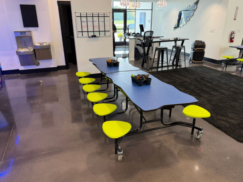 Activity tables and yellow stools at R1SE in Frankenmuth
