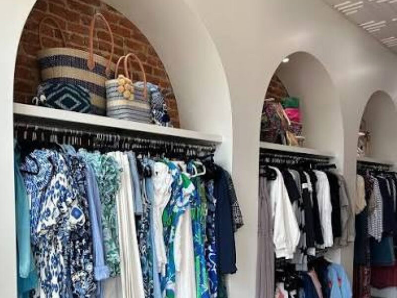 Arched clothing displays inside SHIFT’s Fenton boutique
